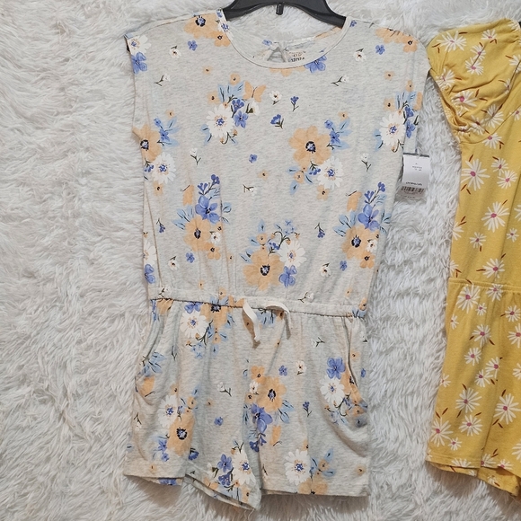 Carter's Floral Romper Set - Gray and Yellow Floral Girls Size 12 - Picture 9 of 14